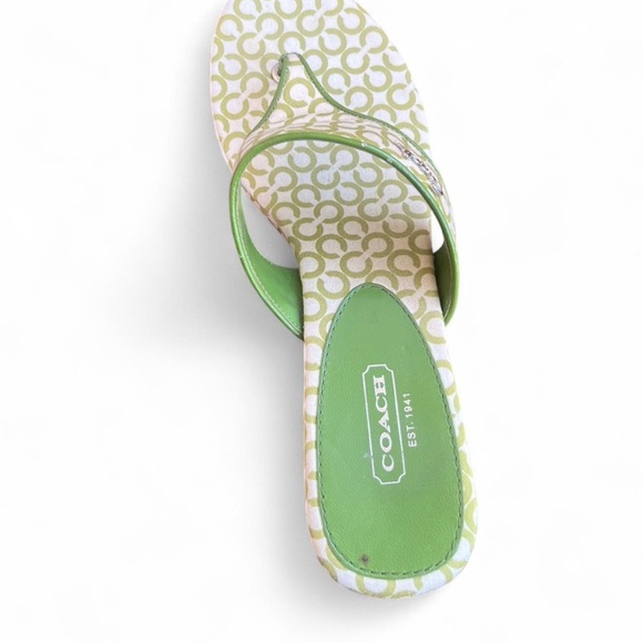 Coach Lime Green Patterned Sandals - Picture 3 of 6